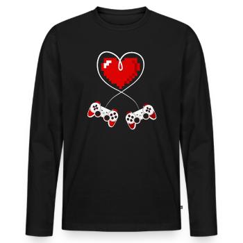 jeux vidéo, gamer, console de jeux - T-shirt manches longues Premium bio Homme - noir - Devant - Nico (187cm)