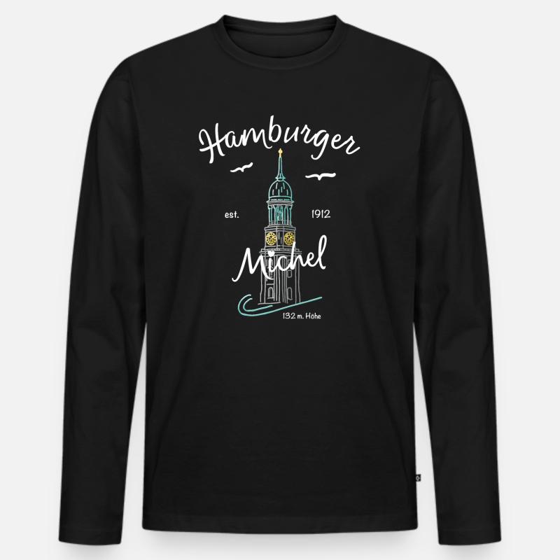 Hamburger Michel, Kirchturm, Germany - Men's Premium Organic Long Sleeve Shirt - black