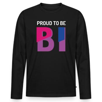Stolz darauf, bisexuell zu sein - Männer Premium Bio Langarmshirt - Schwarz - Vorne - Nico (187cm)