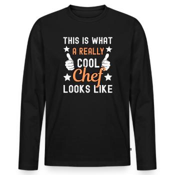 Chef Cuisinier Chef - T-shirt manches longues Premium bio Homme - noir - Devant - Nico (187cm)