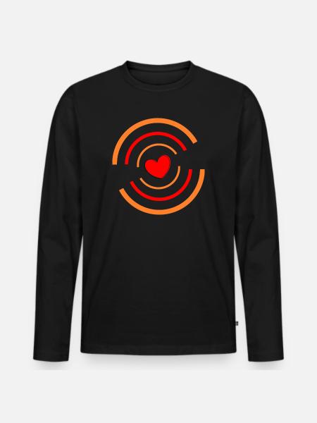 Heart red with stripes - Men's Premium Organic Long Sleeve Shirt - black