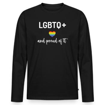 Mois de la fierté - LGBTQ+ et fiers de l’être - T-shirt manches longues Premium bio Homme - noir - Devant - Nico (187cm)