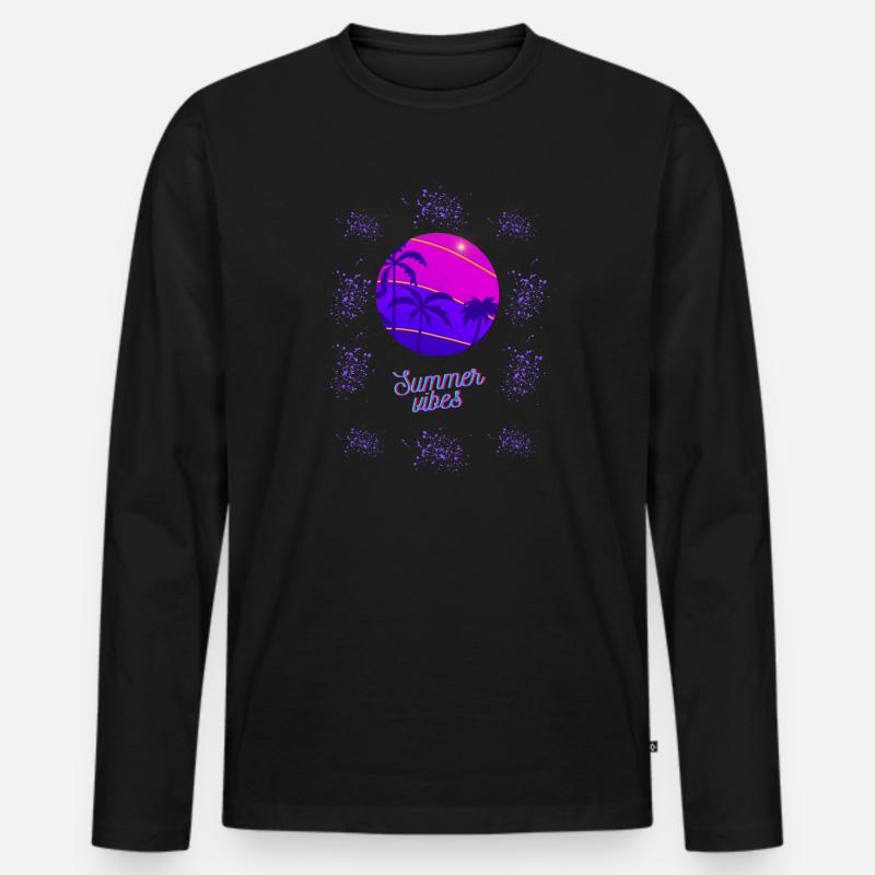 Sommer Vibes Neon Design - Männer Premium Bio Langarmshirt - Schwarz