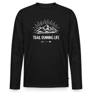 Trail Running Life - Men's Premium Organic Long Sleeve Shirt - black - Front - Nico (187cm)