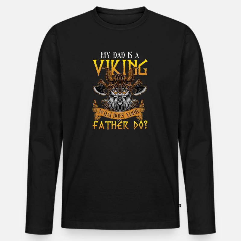 Wikinger Vater - Männer Premium Bio Langarmshirt - Schwarz