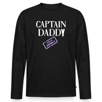 Captain Daddy Made in America - Men's Premium Organic Long Sleeve Shirt - black - Front - Nico (187cm)