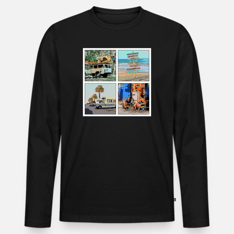 CAMPING - Männer Premium Bio Langarmshirt - Schwarz