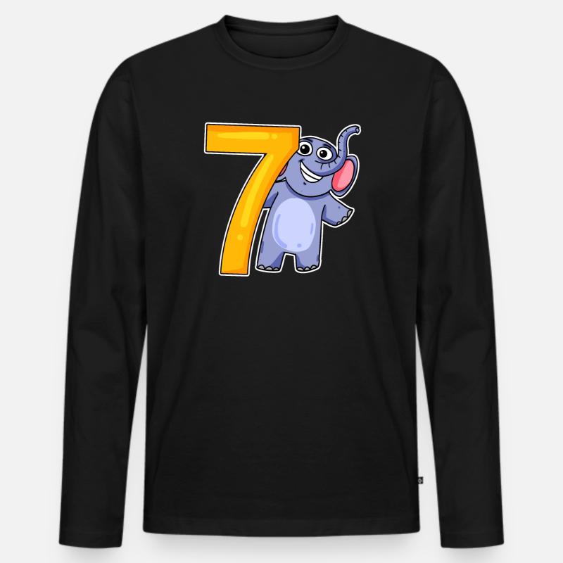 sieben - 7 - Männer Premium Bio Langarmshirt - Schwarz