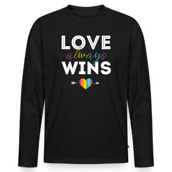 Mois de la fierté LGBTQ - L’amour gagne toujours - T-shirt manches longues Premium bio Homme - noir - Devant - Nico (187cm)