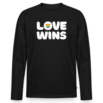 Pride Month LGBTQ - Liebe gewinnt - Männer Premium Bio Langarmshirt - Schwarz - Vorne - Nico (187cm)