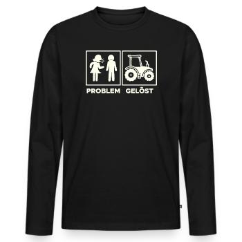 Landwirtschaft Traktor Feld Landleben Statement - Männer Premium Bio Langarmshirt - Schwarz - Vorne - Nico (187cm)