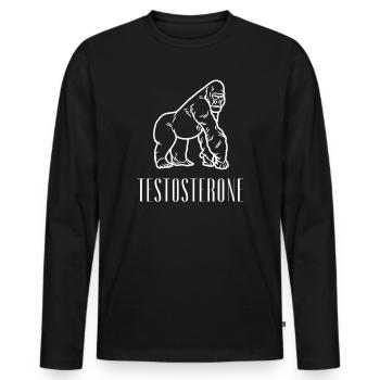 Testosterone Gorilla Alpha Gym Motivation Tee - Men's Premium Organic Long Sleeve Shirt - black - Front - Nico (187cm)