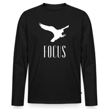 Focus Eagle Discipline Productivity Mindset - Men's Premium Organic Long Sleeve Shirt - black - Front - Nico (187cm)