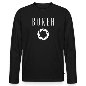 Bokeh-Blendenfotografie-Kameraobjektiv-Hemd - Männer Premium Bio Langarmshirt - Schwarz - Vorne - Nico (187cm)