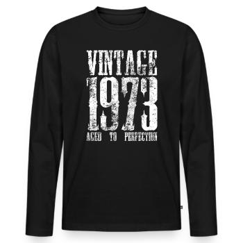 Vintage 1973 Retro Typography - Men's Premium Organic Long Sleeve Shirt - black - Front - Nico (187cm)