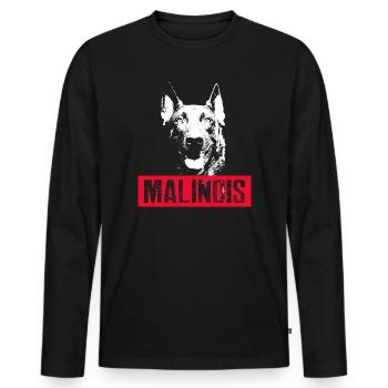 Motif de chien malinois - T-shirt manches longues Premium bio Homme - noir - Devant - Nico (187cm)