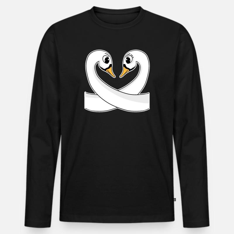 Zwei Schwäne - Männer Premium Bio Langarmshirt - Schwarz