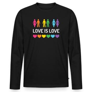 Pride Month LGBT - Liebe ist Liebe - Männer Premium Bio Langarmshirt - Schwarz - Vorne - Nico (187cm)