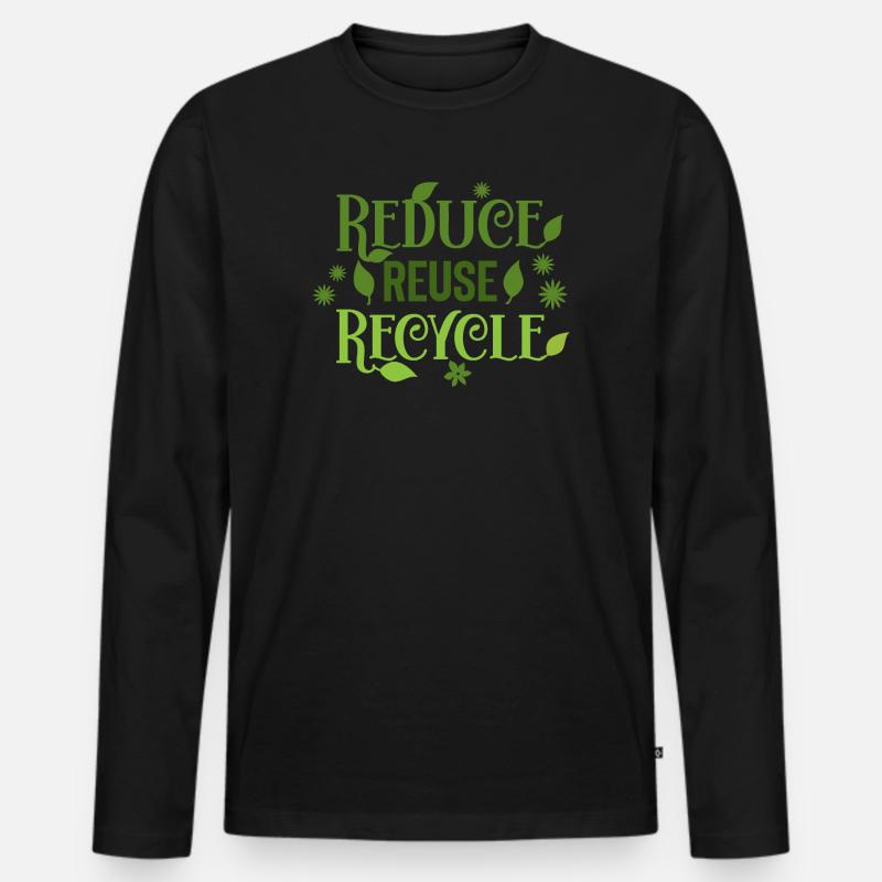 Reduzieren Sie die Wiederverwendung Recyceln - Männer Premium Bio Langarmshirt - Schwarz