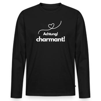 Achtung Charmant Flirt Humor Statement Shirt - Männer Premium Bio Langarmshirt - Schwarz - Vorne - Nico (187cm)