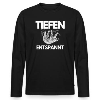 Tiefenentspannt Faultier Chill Motivation Tee - Männer Premium Bio Langarmshirt - Schwarz - Vorne - Nico (187cm)