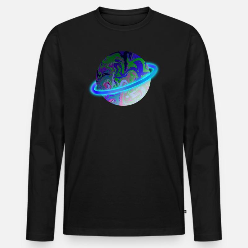 Blue Shiny - Männer Premium Bio Langarmshirt - Schwarz