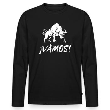 LOS GEHT'S! Motivation und positive Energie-Aussage - Männer Premium Bio Langarmshirt - Schwarz - Vorne - Nico (187cm)