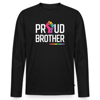 LGBT Pride Month - Proud Brother - Men's Premium Organic Long Sleeve Shirt - black - Front - Nico (187cm)