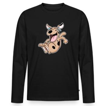 Laughing dog - Men's Premium Organic Long Sleeve Shirt - black - Front - Nico (187cm)