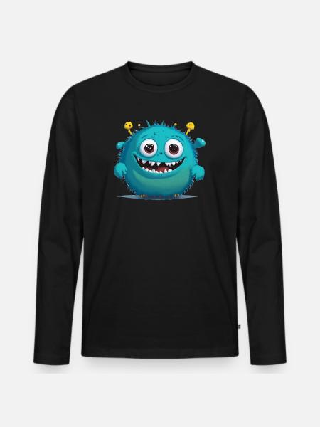 little blue monster - Men's Premium Organic Long Sleeve Shirt - black