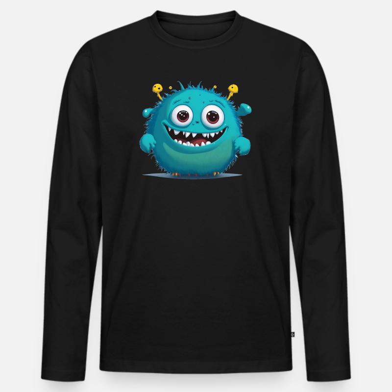 kleines blaues Monster - Männer Premium Bio Langarmshirt - Schwarz