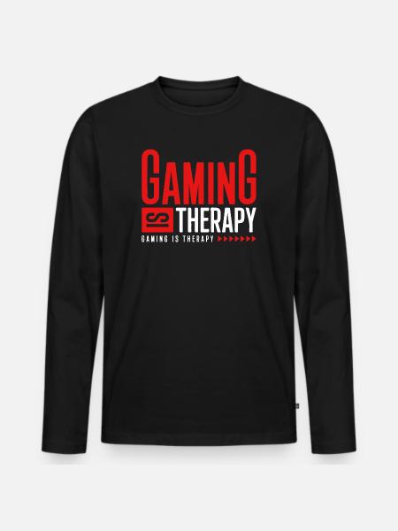 GAMING IS THERAPY - Men's Premium Organic Long Sleeve Shirt - black