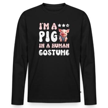 Schwein Schweine - Männer Premium Bio Langarmshirt - Schwarz - Vorne - Nico (187cm)