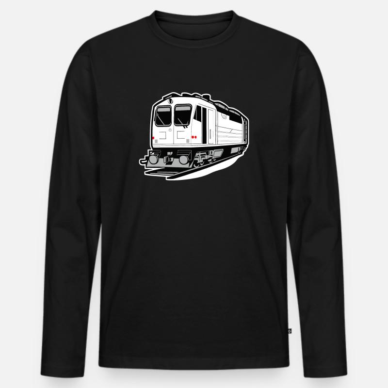 Lokomotive, Zug, Eisenbahn - Männer Premium Bio Langarmshirt - Schwarz