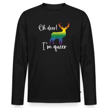 Pride Month LGBTQ - Oh Deer I'm Queer! - Men's Premium Organic Long Sleeve Shirt - black - Front - Nico (187cm)