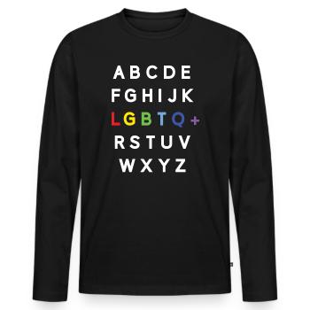 Pride Month LGBTQ - LGBTQ Alphabet - Men's Premium Organic Long Sleeve Shirt - black - Front - Nico (187cm)