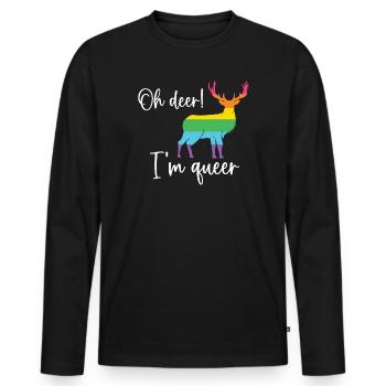 Pride Month LGBTQ - Oh Deer I'm Queer! - Men's Premium Organic Long Sleeve Shirt - black - Front - Nico (187cm)