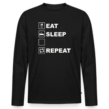 Disposition des icônes Eat Sleep Repeat - T-shirt manches longues Premium bio Homme - noir - Devant - Nico (187cm)