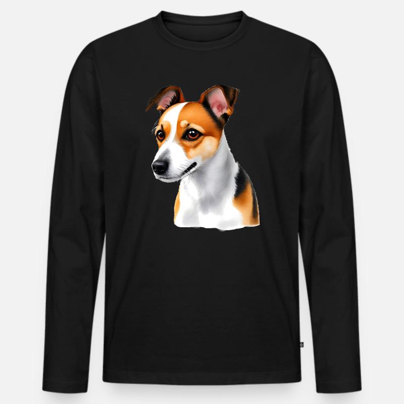Jack Russel - Männer Premium Bio Langarmshirt - Schwarz