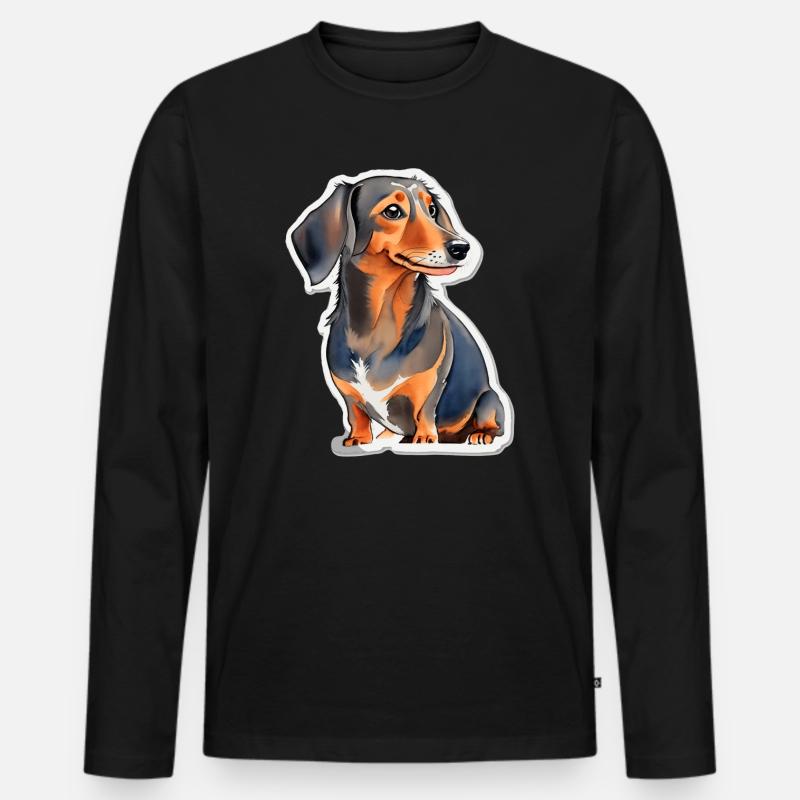 Dackel - Männer Premium Bio Langarmshirt - Schwarz