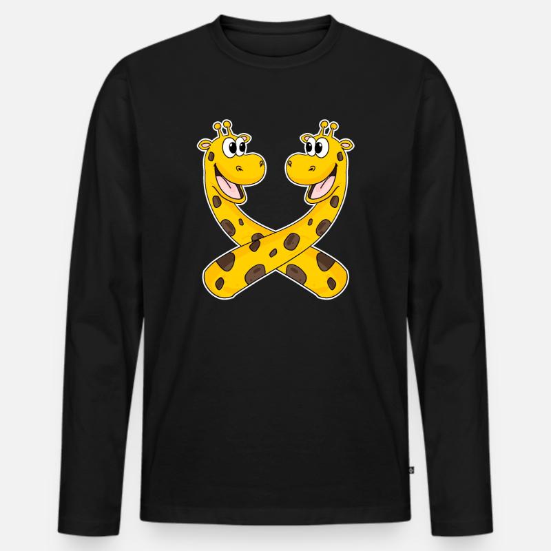 Giraffen Giraffe - Männer Premium Bio Langarmshirt - Schwarz
