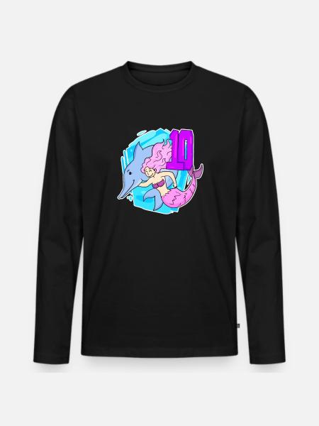 Pige - 10 års fødselsdag Havfrue - Datter - Premium økologisk langærmet T-shirt til mænd - sort