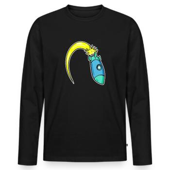 Rocket - Men's Premium Organic Long Sleeve Shirt - black - Front - Nico (187cm)