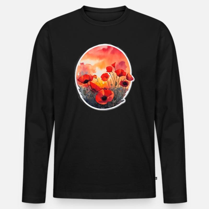Poppyfield - Männer Premium Bio Langarmshirt - Schwarz