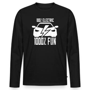 100% électrique 1000% Fun - pour les fans de voitures électriques - T-shirt manches longues Premium bio Homme - noir - Devant - Nico (187cm)