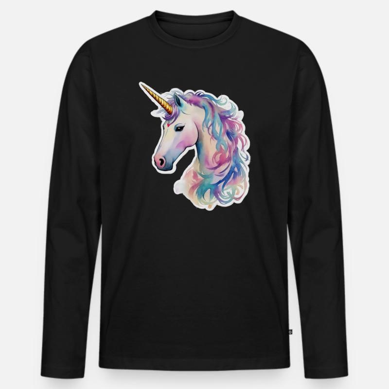 Einhorn - Männer Premium Bio Langarmshirt - Schwarz