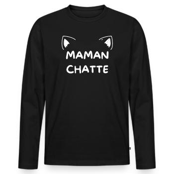 Cadeau 'Maman Chatte', pour les Mamans - T-shirt manches longues Premium bio Homme - noir - Devant - Nico (187cm)