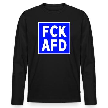 FCK AFD - Männer Premium Bio Langarmshirt - Schwarz - Vorne - Nico (187cm)