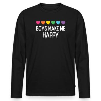 Pride Month LGBTQ - Boys Make Me Happy - Men's Premium Organic Long Sleeve Shirt - black - Front - Nico (187cm)