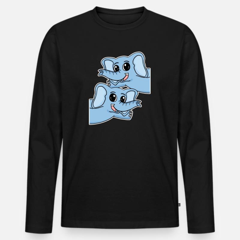 Elefant Elefanten - Männer Premium Bio Langarmshirt - Schwarz
